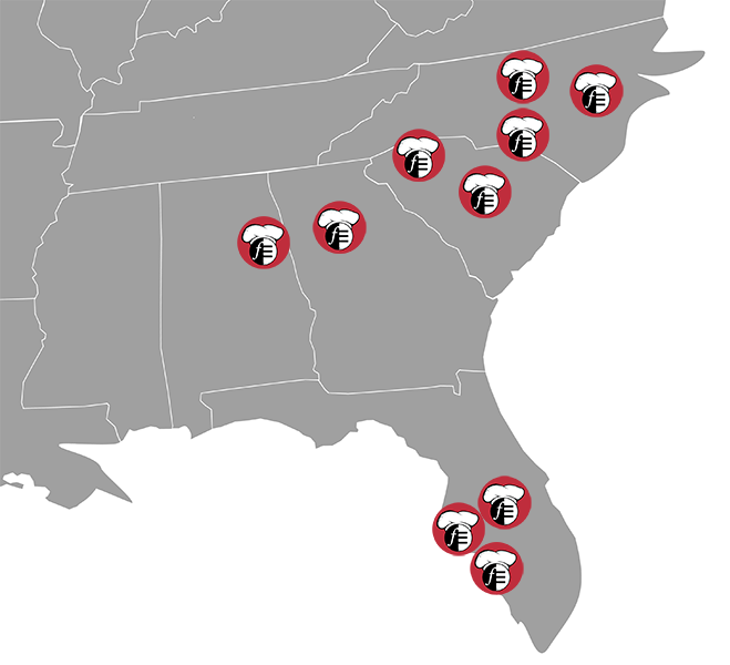 Branch offices in Raleigh, Charlotte, Spartanburg, and Atlanta
